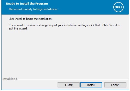 Obrazovka připravenosti k instalaci nástroje Dell Encryption Personal