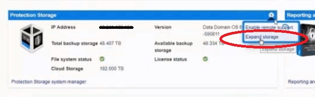 L'immagine evidenzia l'opzione da selezionare per espandere lo storage.