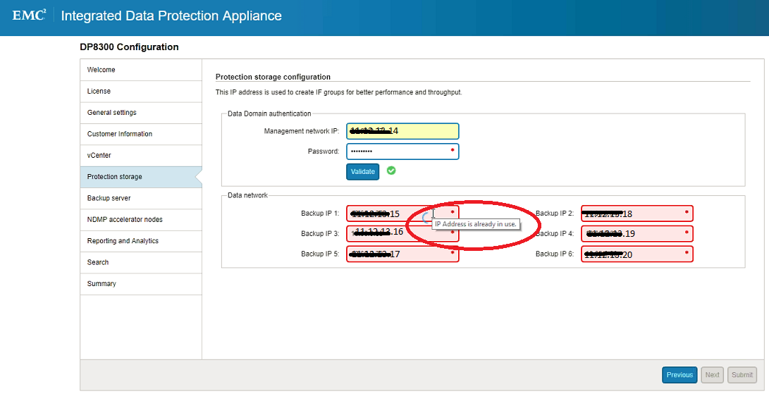 L’image affiche une erreur d’IP dupliquée pour les interfaces réseau.