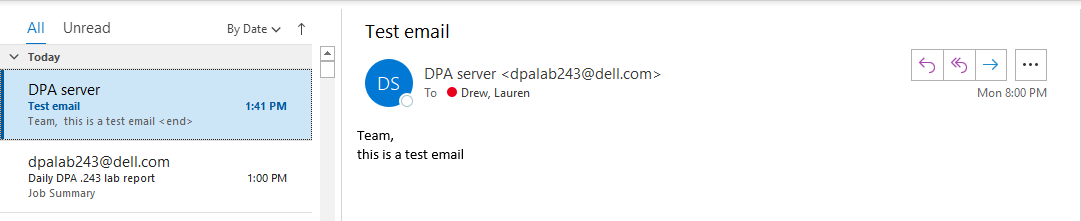 Exemplo de resultado de e-mail.