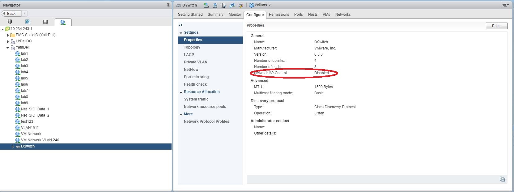Inaktivera NIOC VMware