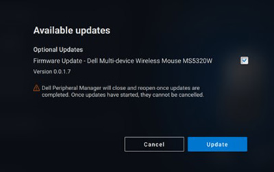 Aktualizace softwaru v aplikaci Peripheral Manager
