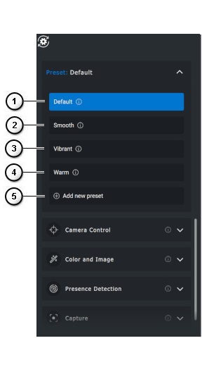 Peripheral Managerin Preset-sivu