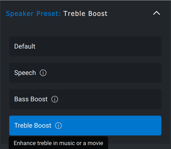 DPMの［Speaker Preset］画面