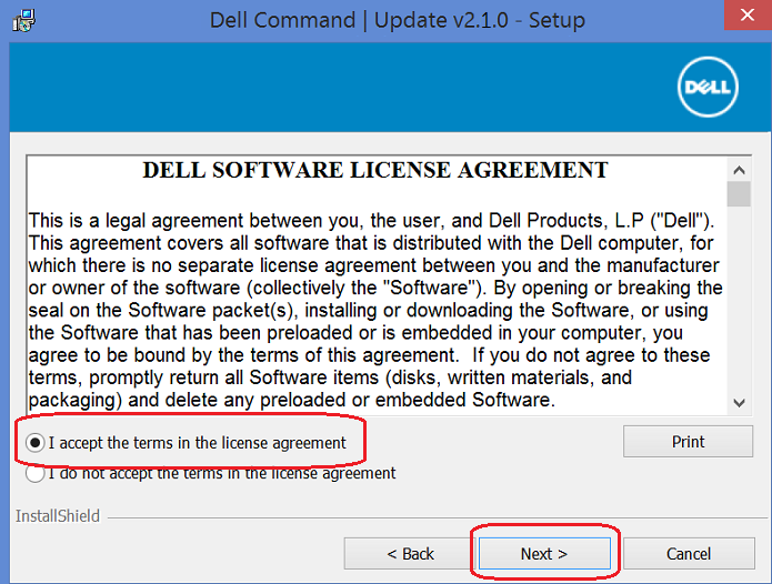 Accept the License Agreement and continue