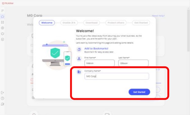 Enter Administrator information