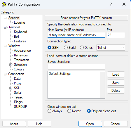 PuTTY Yapılandırması