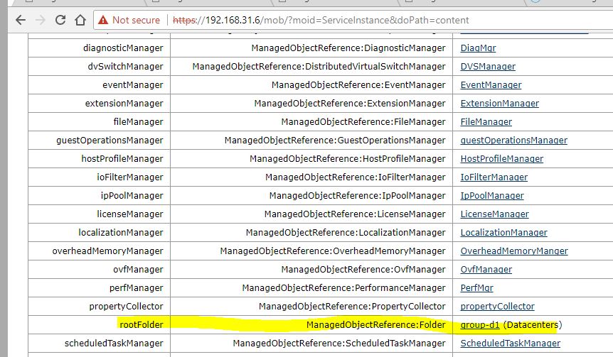 Captura de pantalla de la navegación del MOMB seleccionando el centro de datos