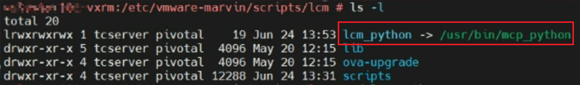 Screenshot van de bestaande symlink
