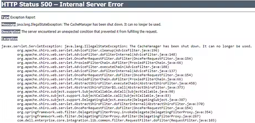 OME web UI HTTP 500 intern serverfejl