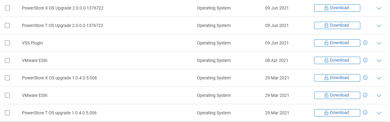 Esempio di opzioni di download