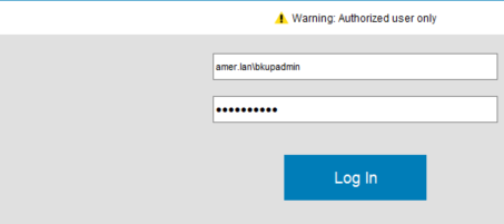 以網域使用者身分登入 NMC 的範例 amer.lan\bkupadmin