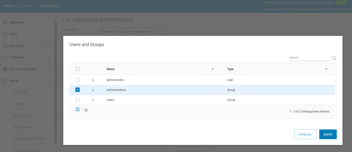 Группа администраторов из NWUI Browse External Roles
