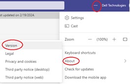 Check version in Microsoft Teams