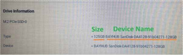 128GB eMMC device shown as only 125GB in the Intel BIOS