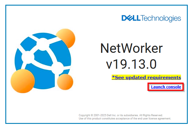 Console di avvio di NetWorker