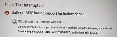 System BIOS nie obsługuje komunikatu o kondycji baterii