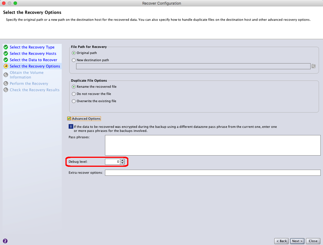 Habilitación del nivel de depuración