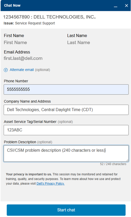 input all information possible
