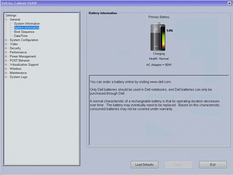Clique em System ou General e selecione Battery Information.