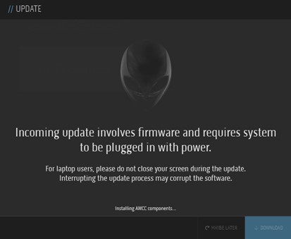 Find the UPDATE notification in AWCC