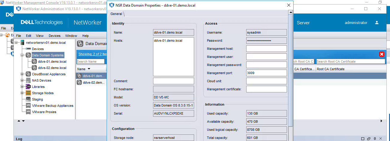 Networker Mgmt console CLoud Tier Properties