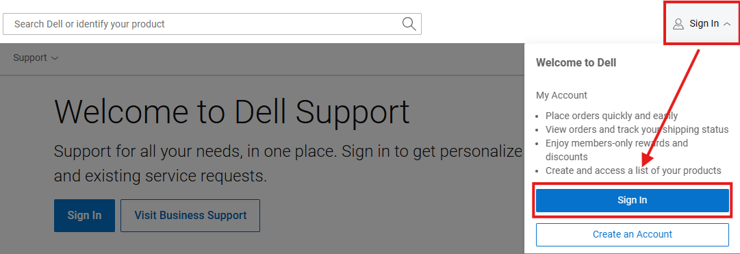 Dell Support login