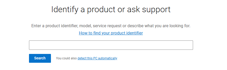 Search bar to identify product