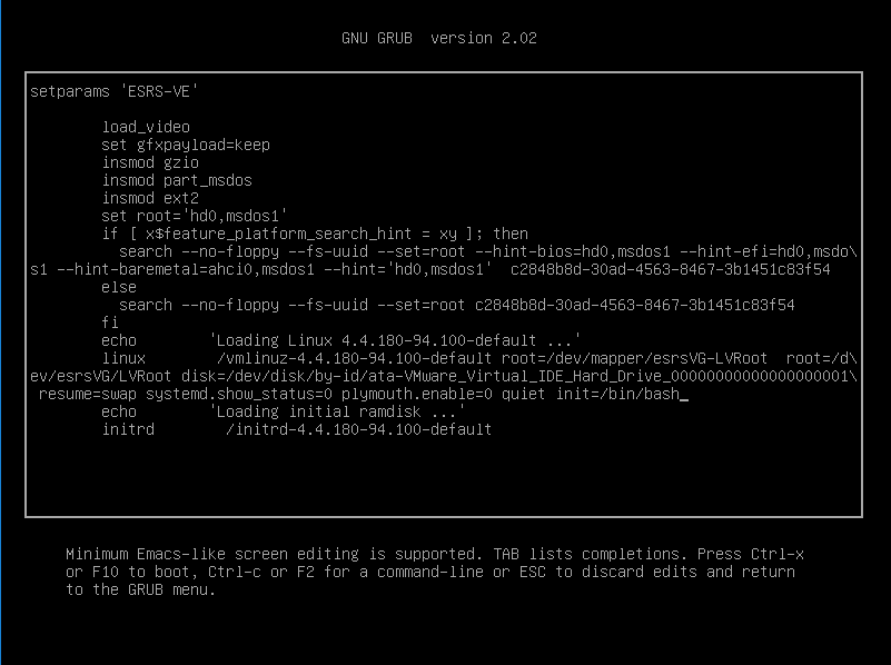 GRUB script when the edits were completed