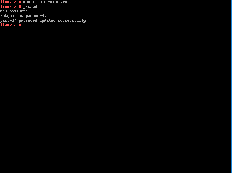 Reset password on the command prompt screen