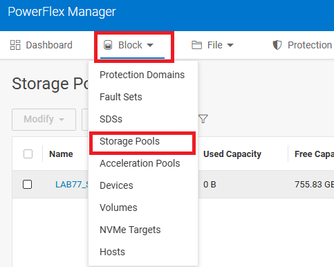 PFMP Block Storage Pool