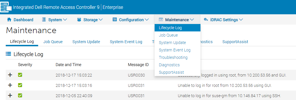 poweredge lifecycle log