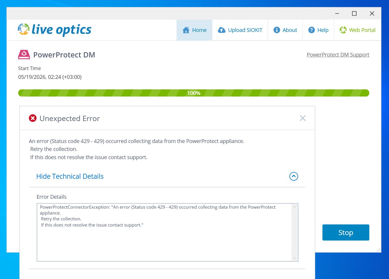 LiveOptics Data Collection Error