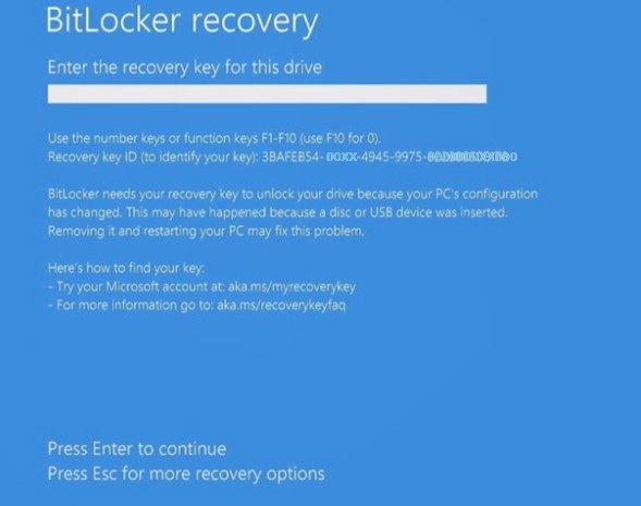 BitLocker Recovery Screenshot