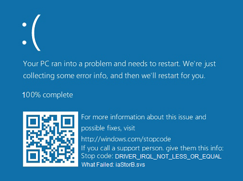 IRQL on-screen error