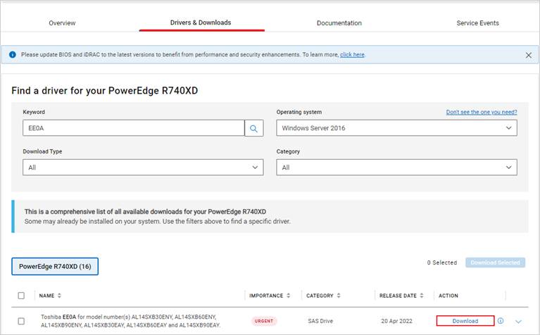Download firmware from support site