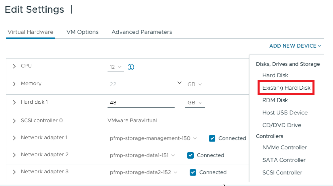 vSphere 现有硬盘