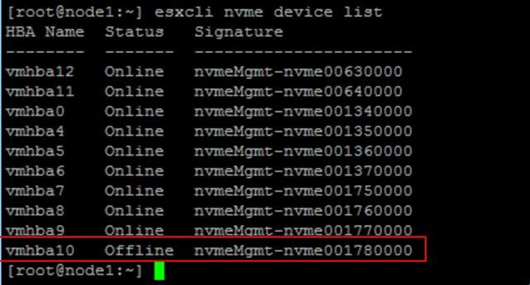 ESXCLI NVMe 设备列表