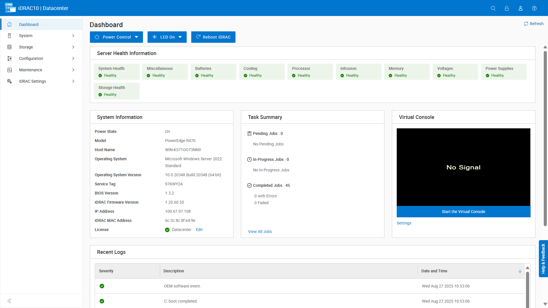 Interface do usuário iDRAC10