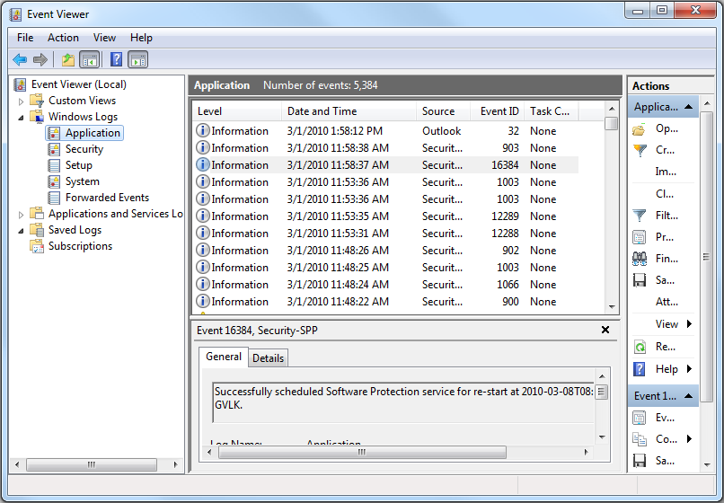 Opzioni di esportazione del Visualizzatore eventi di Windows