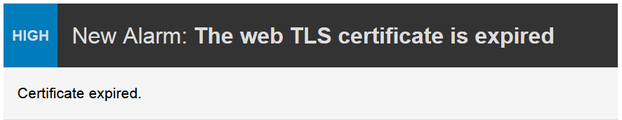 Alarm is triggered message