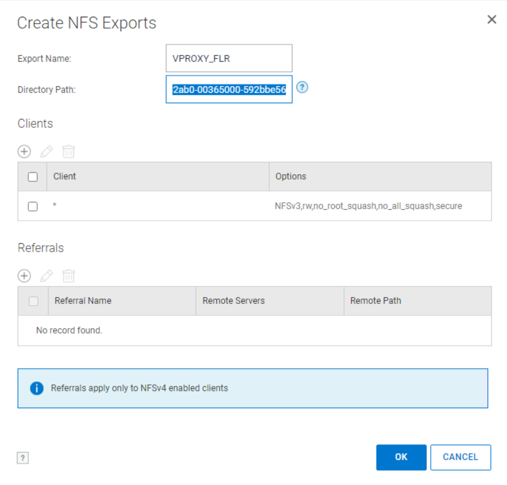 Creatie van NFS-export vanuit DDEM
