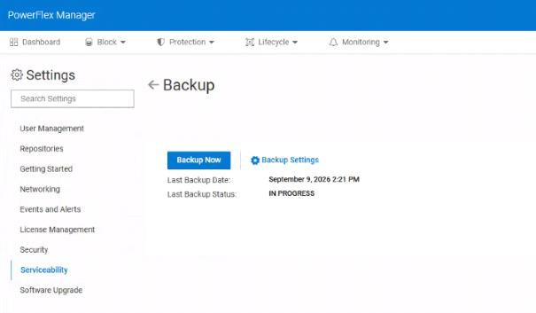 backup now