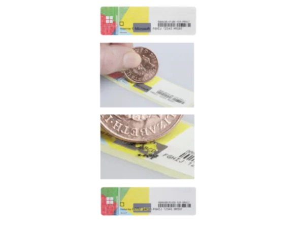 Ejemplo de ocultación de clave de producto de COA