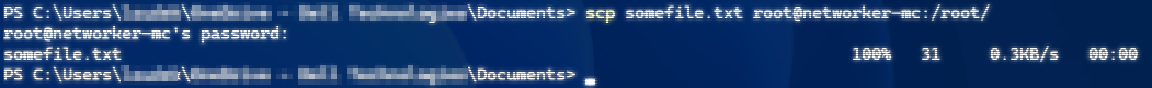Eksempel på SCP-kommandolinje
