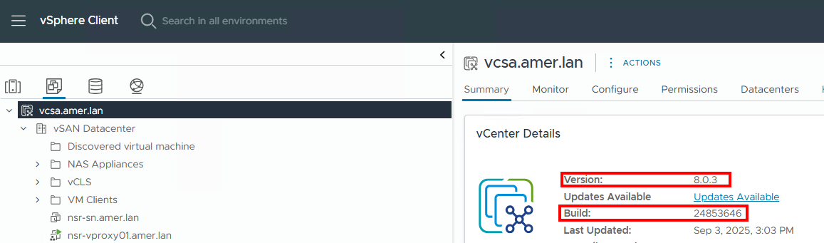 vCenter 版本