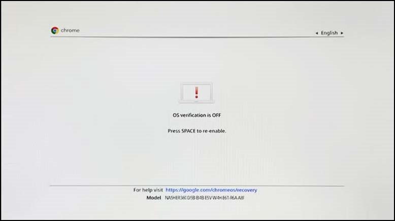 Chrome OS、OS 驗證已關閉