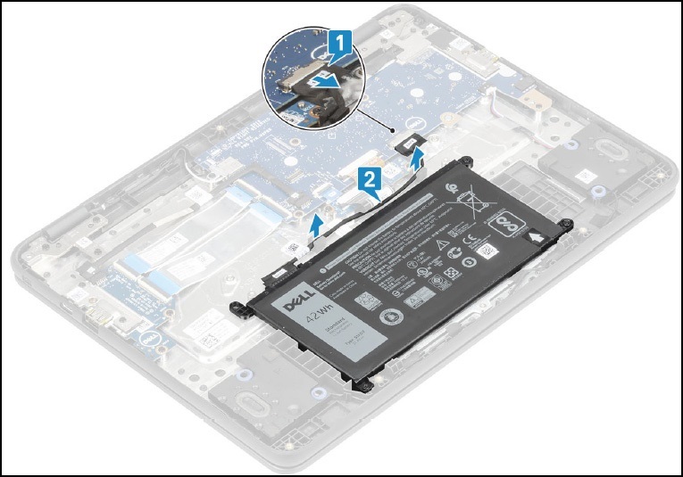Spodní strana a&nbsp;baterie počítače Chromebook
