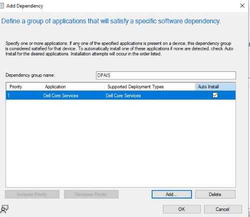 Seleccione Dell Core Services y, a continuación, haga clic en OK