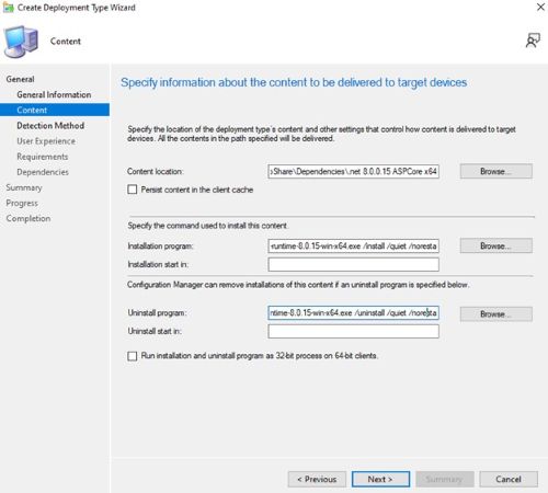 Escriba aspnetcore-runtime-{VERSION}-win-x64.exe /uninstall /quiet /norestart